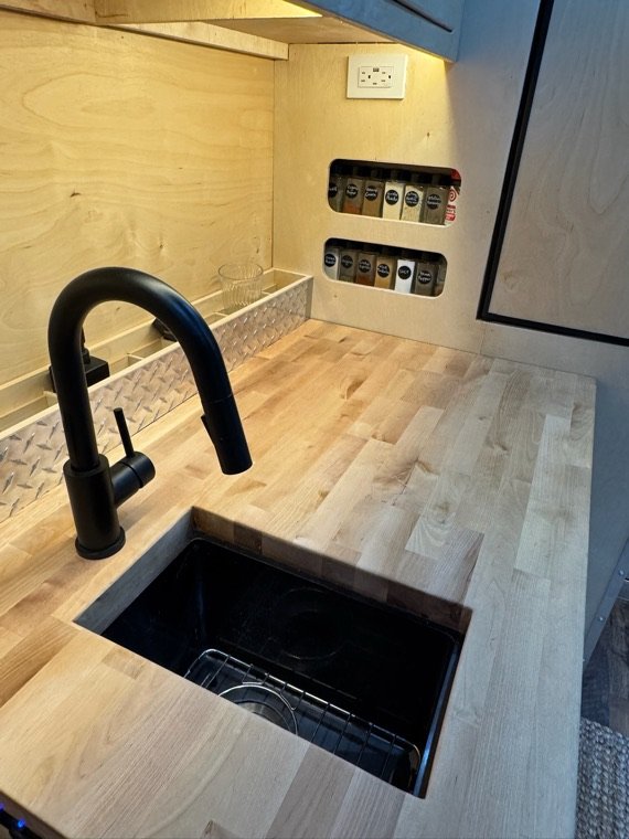 Kitchen sink and butcher-block counter