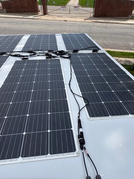 Flexible solar panels on the roof
