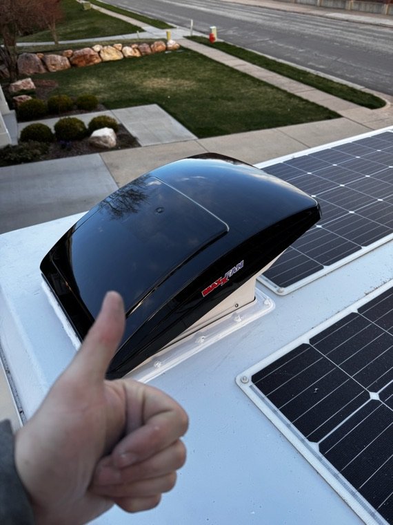 Roof vent fan and solar install